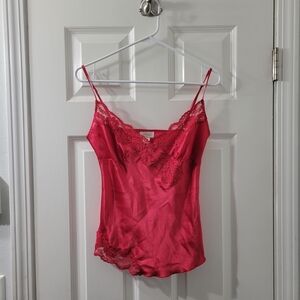 Vintage Red Lace Trim Satin Camisole